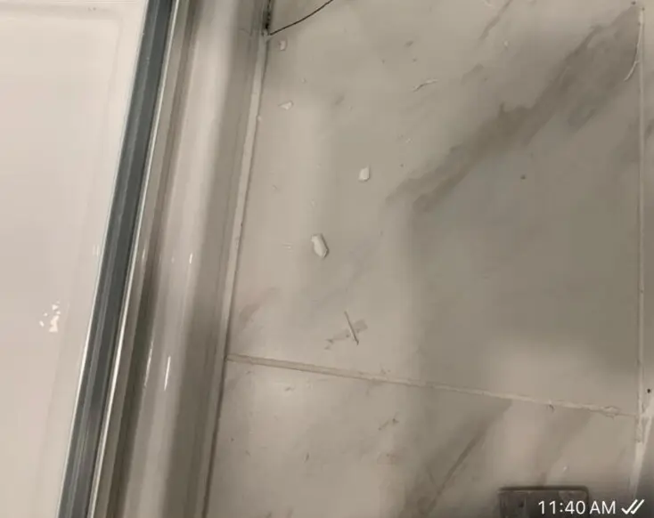 Tile chip before repair